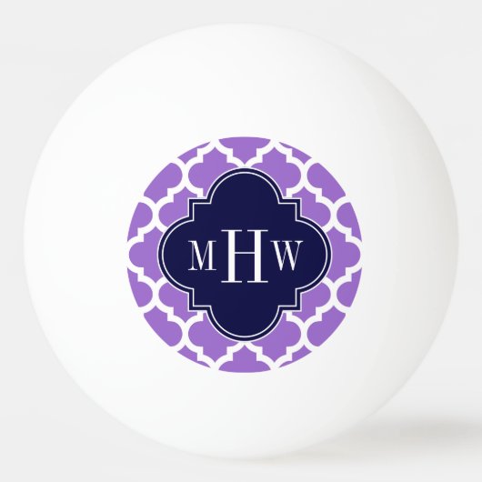 Amethyst White Moroccan #5 Navy 3 Initiaal monogra Pingpongbal (Voorkant)