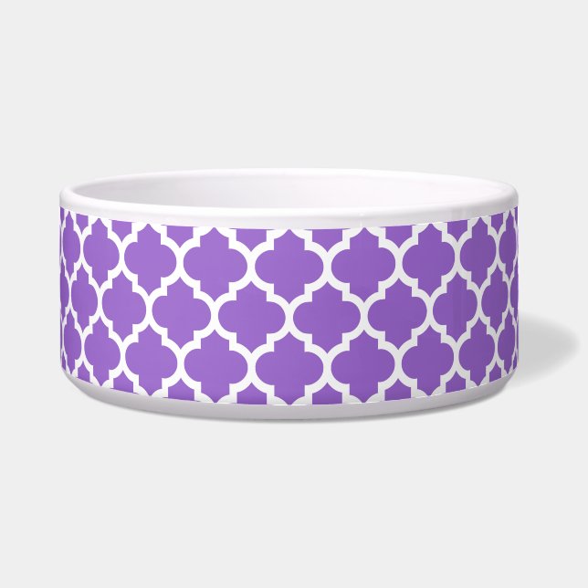 Amethyst White Moroccan Quatrefoil Pattern #5 Voerbakje (Voorkant)