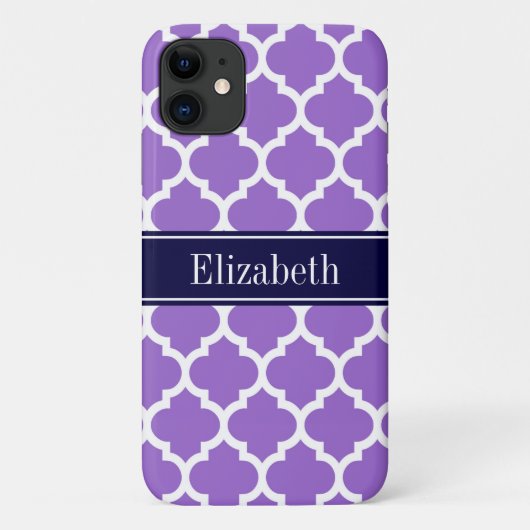 Amethyst WhMarokkaans #5 Navy Blue Name Monogram Case-Mate iPhone Case (Achterkant)