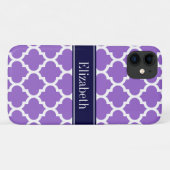 Amethyst WhMarokkaans #5 Navy Blue Name Monogram Case-Mate iPhone Case (Achterkant (horizontaal))