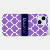 Amethyst WhMarokkaans #5 Navy Blue Name Monogram Case-Mate iPhone Case (Achterkant (horizontaal))