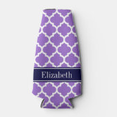 Amethyst WhMarokkaans #5 Navy Blue Name Monogram Flesjeskoeler (Voorkant)