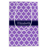 Amethyst WhMarokkaans #5 Navy Blue Name Monogram Medium Cadeauzakje (Voorkant)