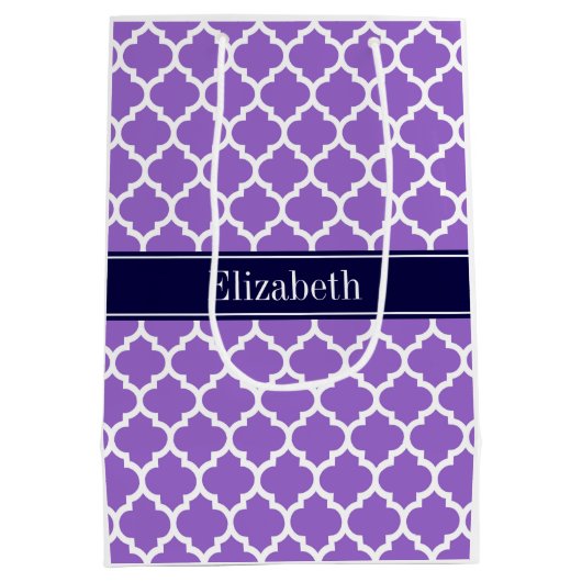 Amethyst WhMarokkaans #5 Navy Blue Name Monogram Medium Cadeauzakje (Achterkant)