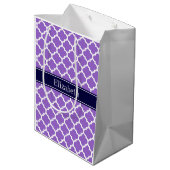 Amethyst WhMarokkaans #5 Navy Blue Name Monogram Medium Cadeauzakje (Achterkant Gekanteld)