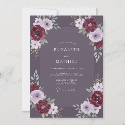 Amethyst Wijnbloesem Bruiloft Kaart (Voorkant)