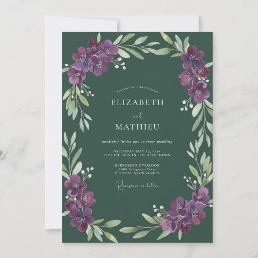 Amethyst Wijnstok Bruiloft Kaart (Voorkant)