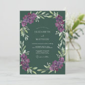 Amethyst Wijnstok Bruiloft Kaart (Staand voorkant)