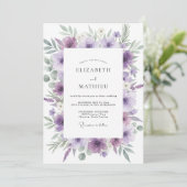 Amethyst Wildebloem Bruiloft Kaart (Staand voorkant)