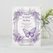 Amethyst Wings Baby shower Invitation Kaart (Staand voorkant)