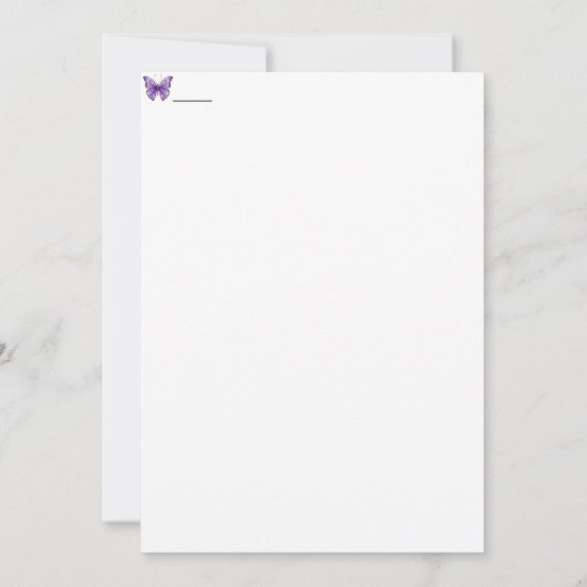 Amethyst Wings Baby shower Invitation Kaart (Achterkant)