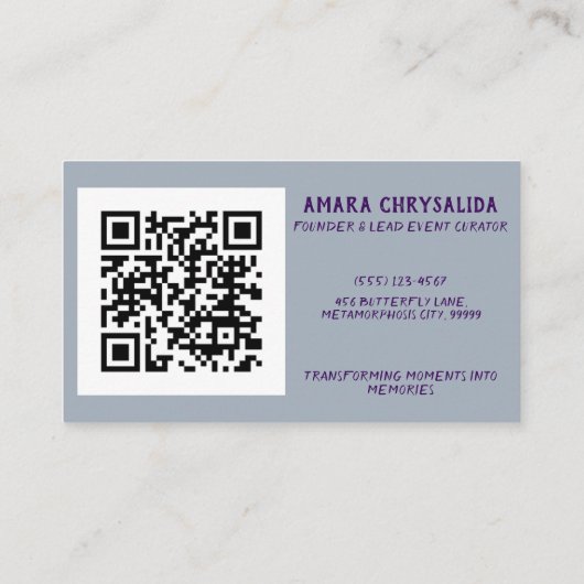 Amethyst Wings QR-Visitekaartje Visitekaartje (Achterkant)