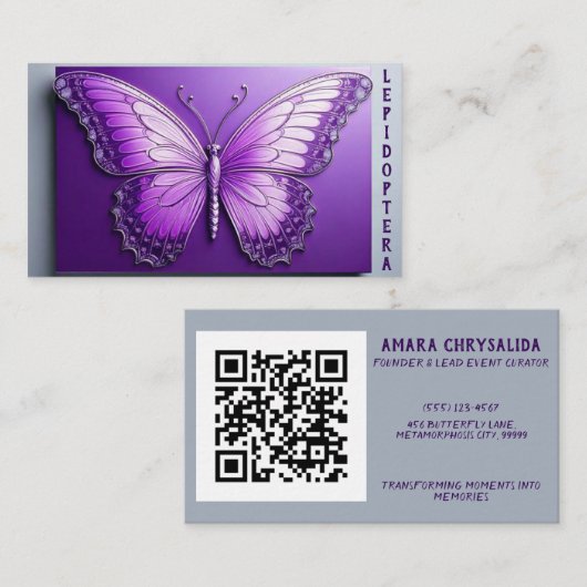 Amethyst Wings QR-Visitekaartje Visitekaartje (Voorkant / Achterkant)