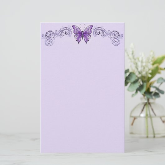 Amethyst Wings Stationery Briefpapier (Staand voorkant)