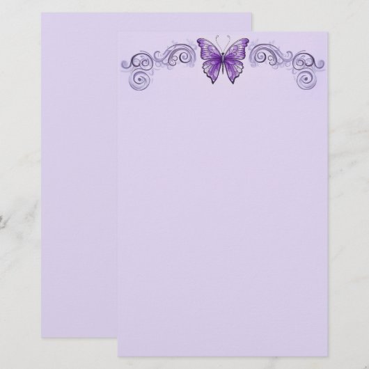 Amethyst Wings Stationery Briefpapier (Voorkant / Achterkant)