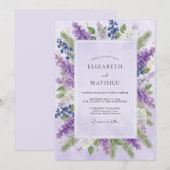 Amethyst Wisteria Bruiloft Kaart (Voorkant / Achterkant)