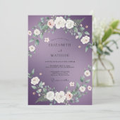 Amethyst Wit Waterverf Trouw Kaart (Staand voorkant)