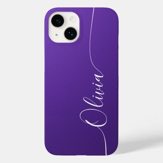 Amethyst Witte Elegante Calligrafie Schrift Naam Case-Mate iPhone Case (Achterkant)
