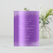 Amethyst Witte Glitter Bladeren Zand Frame Glam Kaart (Staand voorkant)