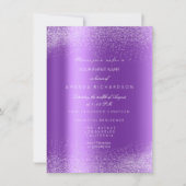 Amethyst Witte Glitter Bladeren Zand Frame Glam Kaart (Voorkant)