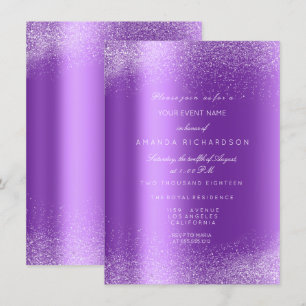 Amethyst Witte Glitter Bladeren Zand Frame Glam Kaart
