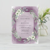 Amethyst Witte Krans Bruiloft Kaart (Staand voorkant)