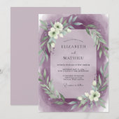Amethyst Witte Krans Bruiloft Kaart (Voorkant / Achterkant)