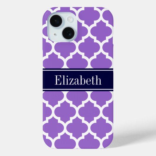 Amethyst Witte Marokkaanse #5 Navy Blauwe Naam Mon Case-Mate iPhone Case (Achterkant)
