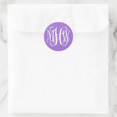 Amethyst Witte Preppy Winged Letter Monogram DIY B Ronde Sticker (Tas)