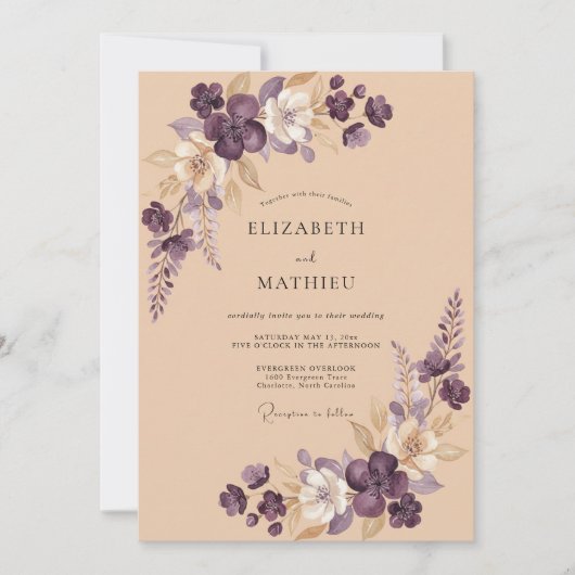 Amethyst Zachte Bloesem Bruiloft Kaart (Voorkant)