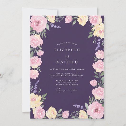 Amethyst Zachte Blos Bloesem Bruiloft Kaart (Voorkant)