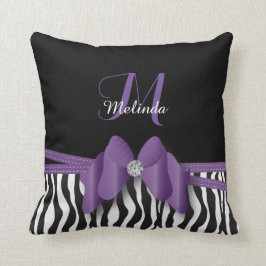 Amethyst Zebra gestreept | Gepersonaliseerd Kussen
