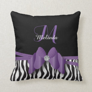 Amethyst Zebra gestreept   Gepersonaliseerd Kussen