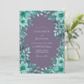 Amethyst Zeegroen Groenery Huwelijk Kaart (Staand voorkant)