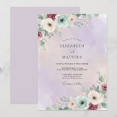 Amethyst Zeeschaim Ranunculus Eucalyptus Bruiloft Kaart (Voorkant / Achterkant)