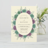 Amethyst Zeeschuim Succulent Eucalyptus Bruiloft Kaart (Staand voorkant)