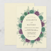 Amethyst Zeeschuim Succulent Eucalyptus Bruiloft Kaart (Voorkant / Achterkant)