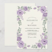 Amethyst Zilver Ranunculus Eucalyptus Bruiloft Kaart (Voorkant / Achterkant)