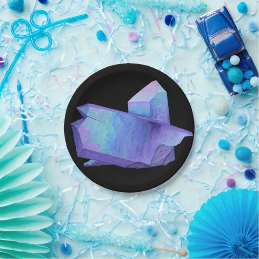 Amethyste paarse kristalengelaura quartz geode papieren bordje (Feest)