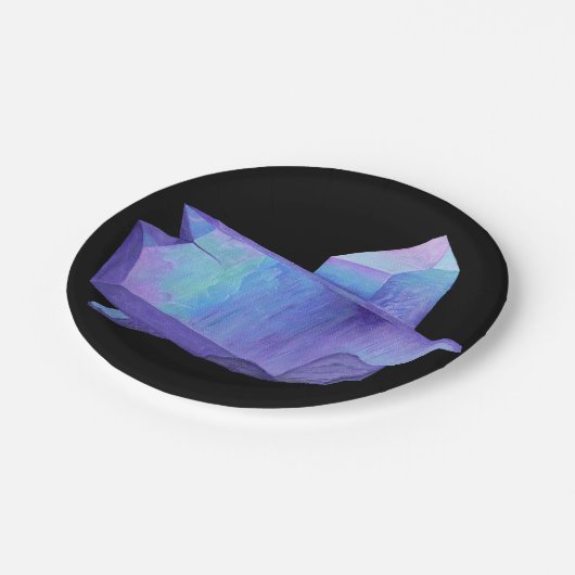 Amethyste paarse kristalengelaura quartz geode papieren bordje (Gekanteld)