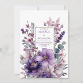 Amethystentuin Paarse en Roze Bloemige Bruiloft Kaart (Voorkant)