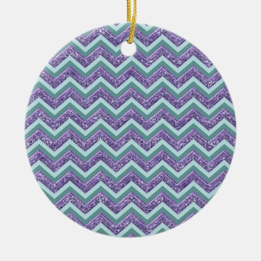 Amethystglas zigzagpatroon keramisch ornament (Voorkant)