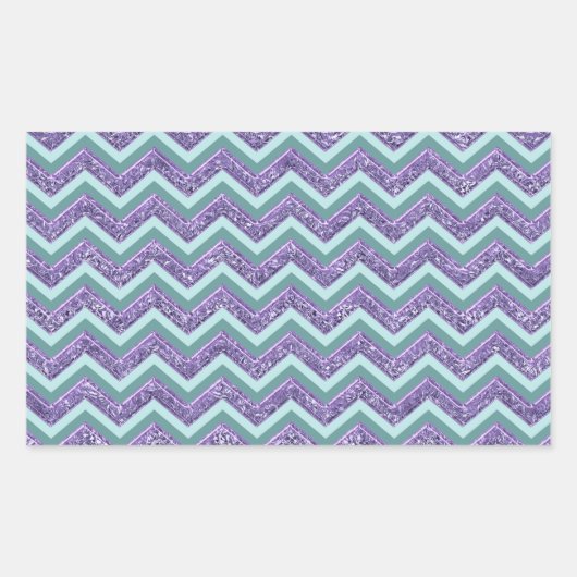 Amethystglas zigzagpatroon rechthoekige sticker (Voorkant)