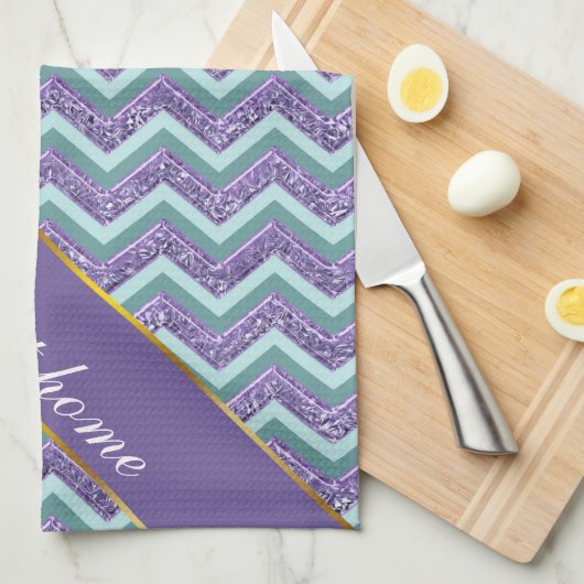 Amethystglas zigzagpatroon theedoek (Quarter Fold)