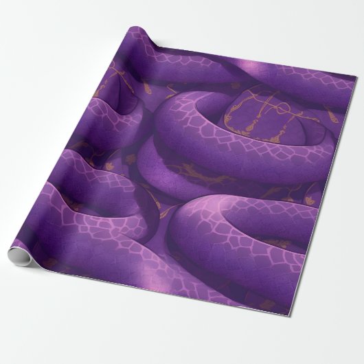 Amethystine Python Retro Kleurrijke Aangepaste Pat Cadeaupapier (Uitgerold)