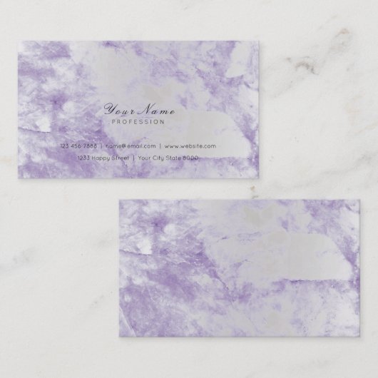 Ametyst Paarse Silver Metallic Marble Gray Visitekaartje (Voorkant / Achterkant)