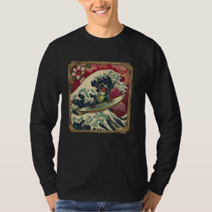 Amfibie Surfer Flower Japanese Wave Art Surfen T-shirt