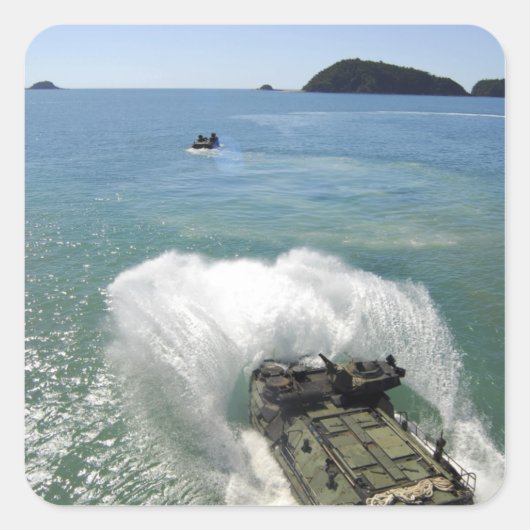 Amfibische Assaulenuitstappen uit het ruim Vierkante Sticker (Voorkant)