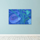 Amfibische en viskoning, fantasiekunst, onderwater canvas afdruk (Insitu (Houten vloer))