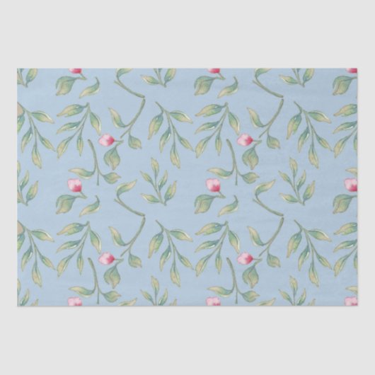 Amhaloden Blue Floral-weefselpapier Tissuepapier (Voorkant)